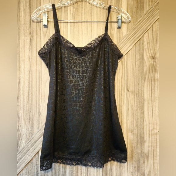 Fashion Bug Tops - Fashion Bug Black Snake Skin And  Lace Camisole